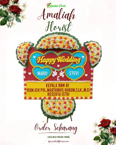 Karangan Papan Bunga Pernikahan di Langkai